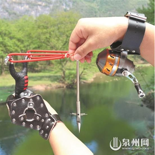 福建泉州东湖公园惊现“弹弓射鱼”